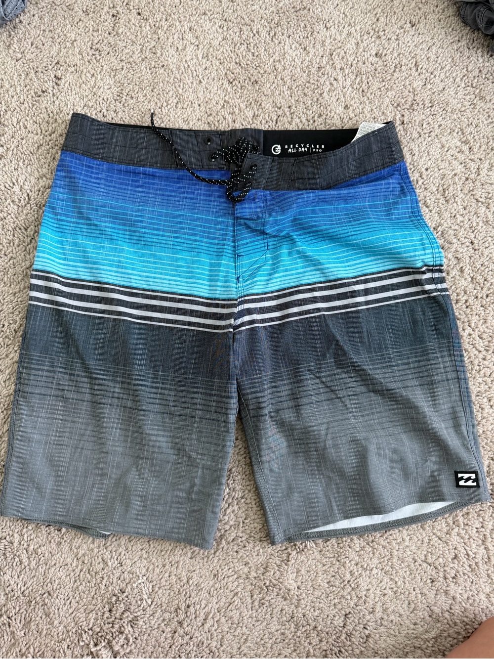 Billabong Men's Blue-to-Teal Gradient Stripe Board Shorts